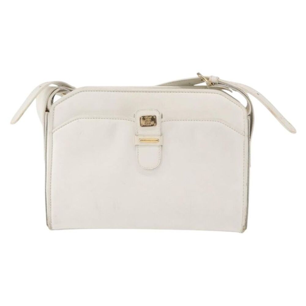 Celine Vintage Leather White Leather Shoulder Bag Bag